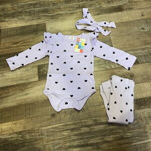 Heart Print Onesie and Matching Pants set with
